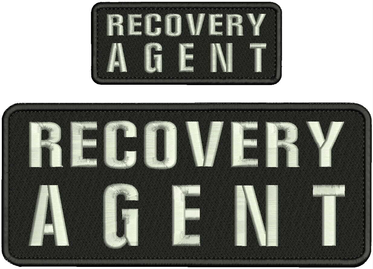 R AGENT  EMB PATCH 4X10 & 2X5 HOOK ON BACK SILVER ON BLACK