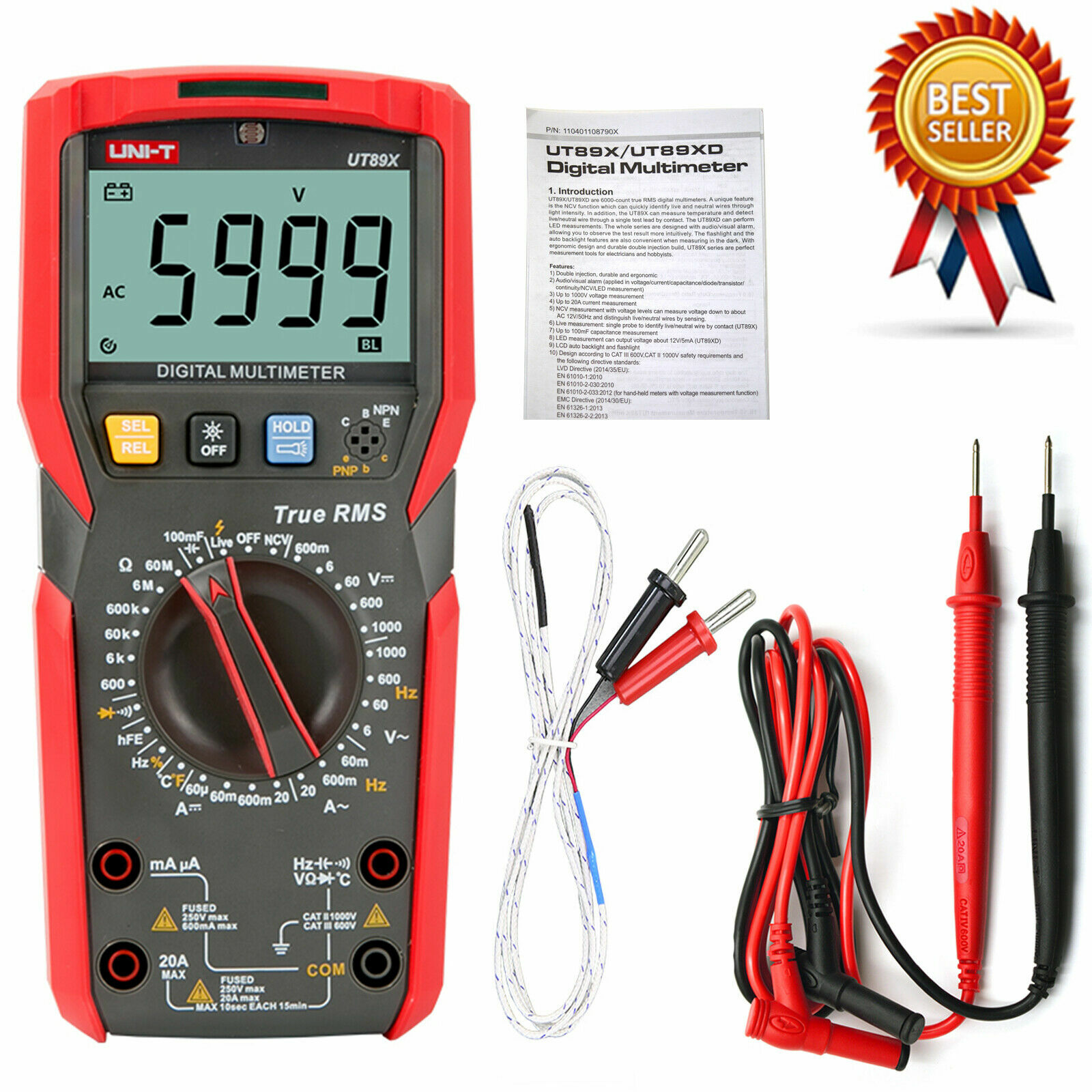 UNI-T UT89X Digital Multimeter True RMS, 1M Drop Proof, Dual Range NCV Test