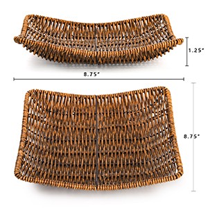 6 Pack Imitation Wicker Bread Baskets, 9 x 9 Inch Square Bread Baskets for