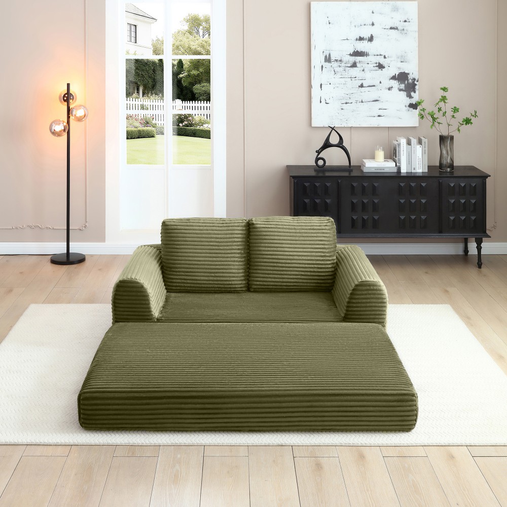 2-in-1 Modern Corduroy Convertible Sofa Bed Sleeper Couch - No Assembly