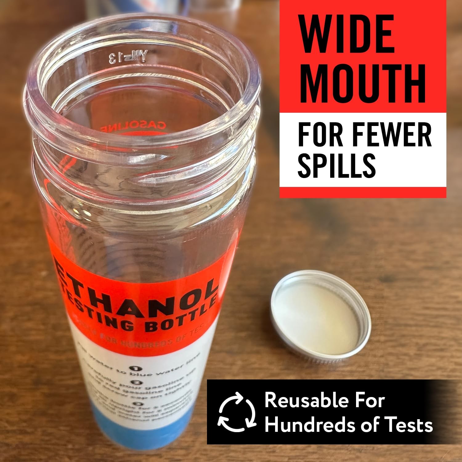 [2-Pack] Reusable Ethanol Testing Kit - Wide Mouth Fuel Test Bottle for E85...