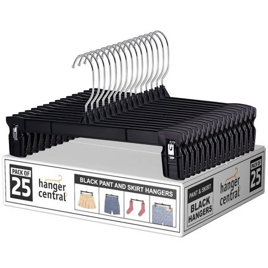Recycled Black Heavy Duty Plastic Pants & Skirt Bottom Hangers 25 Pack US