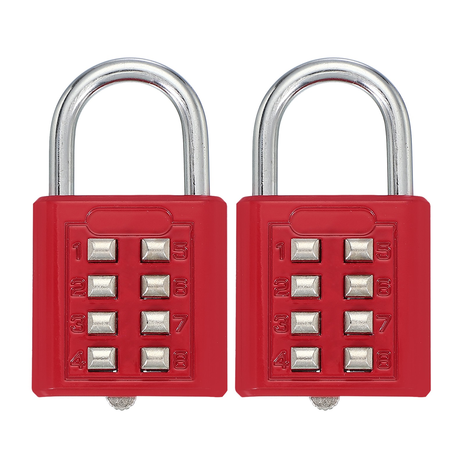 2Pcs Push Button Combination Padlock 8-Digit 4-Position Lock Red