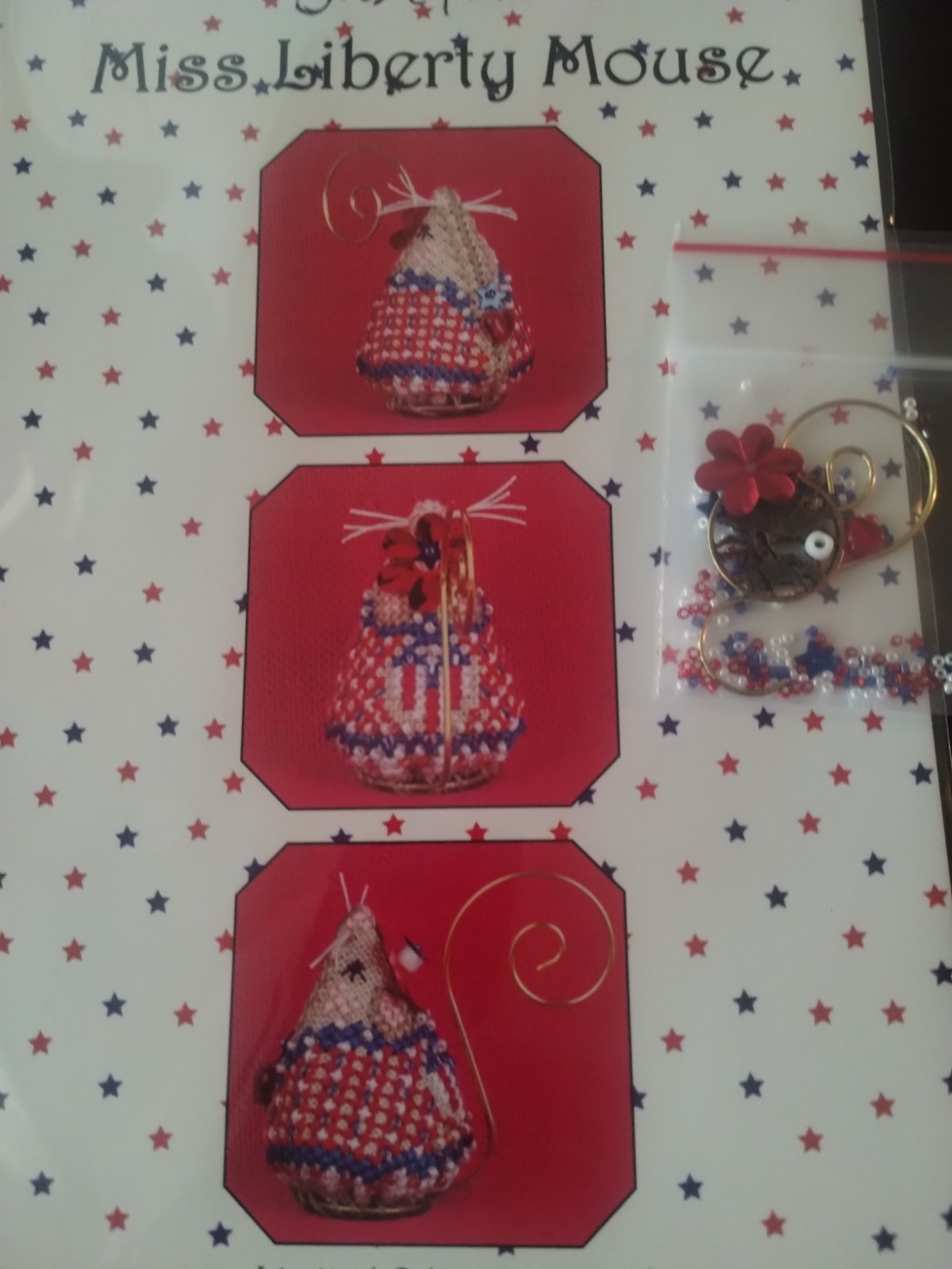 JUST NAN LIBERTY MOUSE CROSS STITCH CHART AND EMBELLISHMENTS LIM. ED. NEW DESIGN