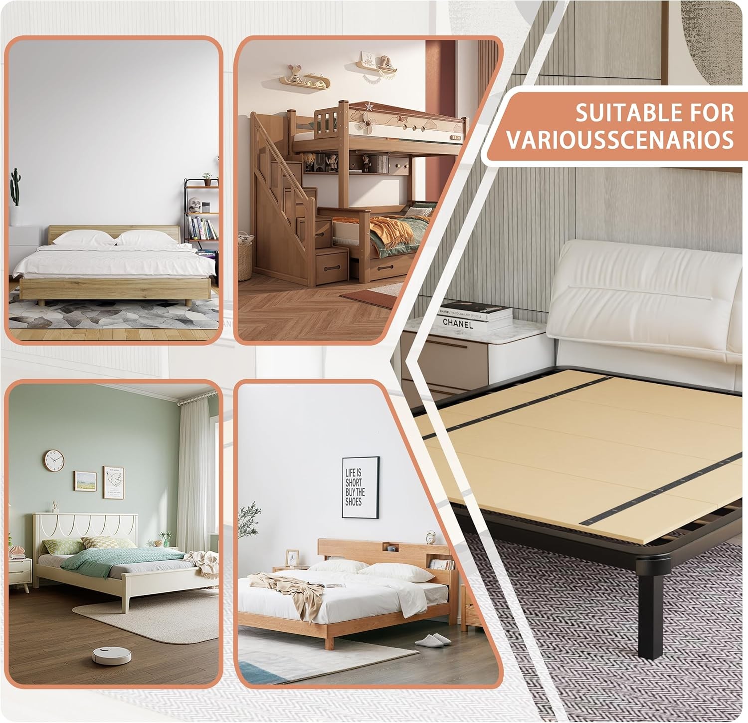Full Bunkie Board Under Mattress Support Foldable Lightweight Bed Solution Full