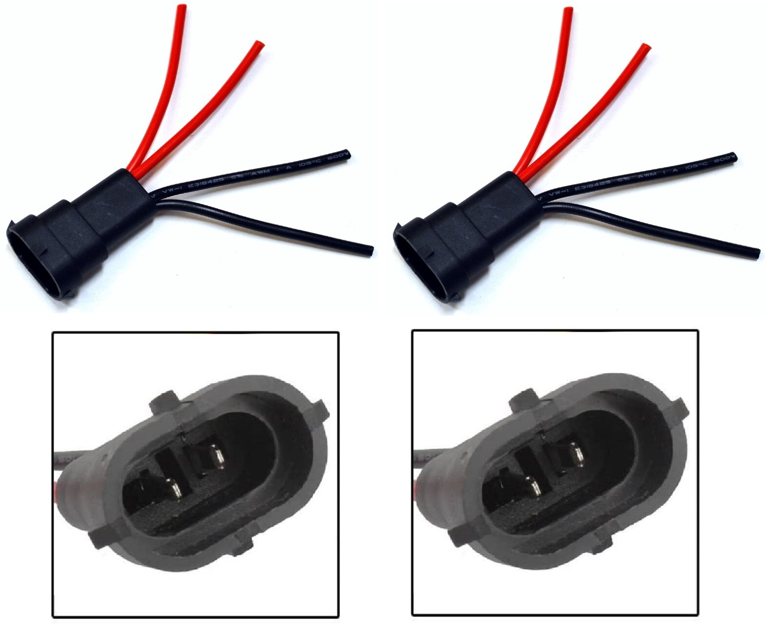 Wire Pigtail 2L Male H11 Two Harness Head Light Low Beam Halogen Bulb Plug Lamp