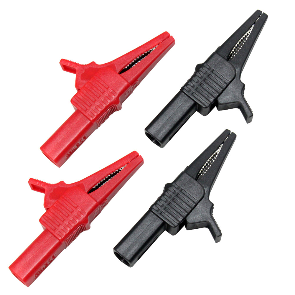 Two pairs 1000V 32A Insulated Crocodile Clip Alligator Clamps Black Red 27262 US