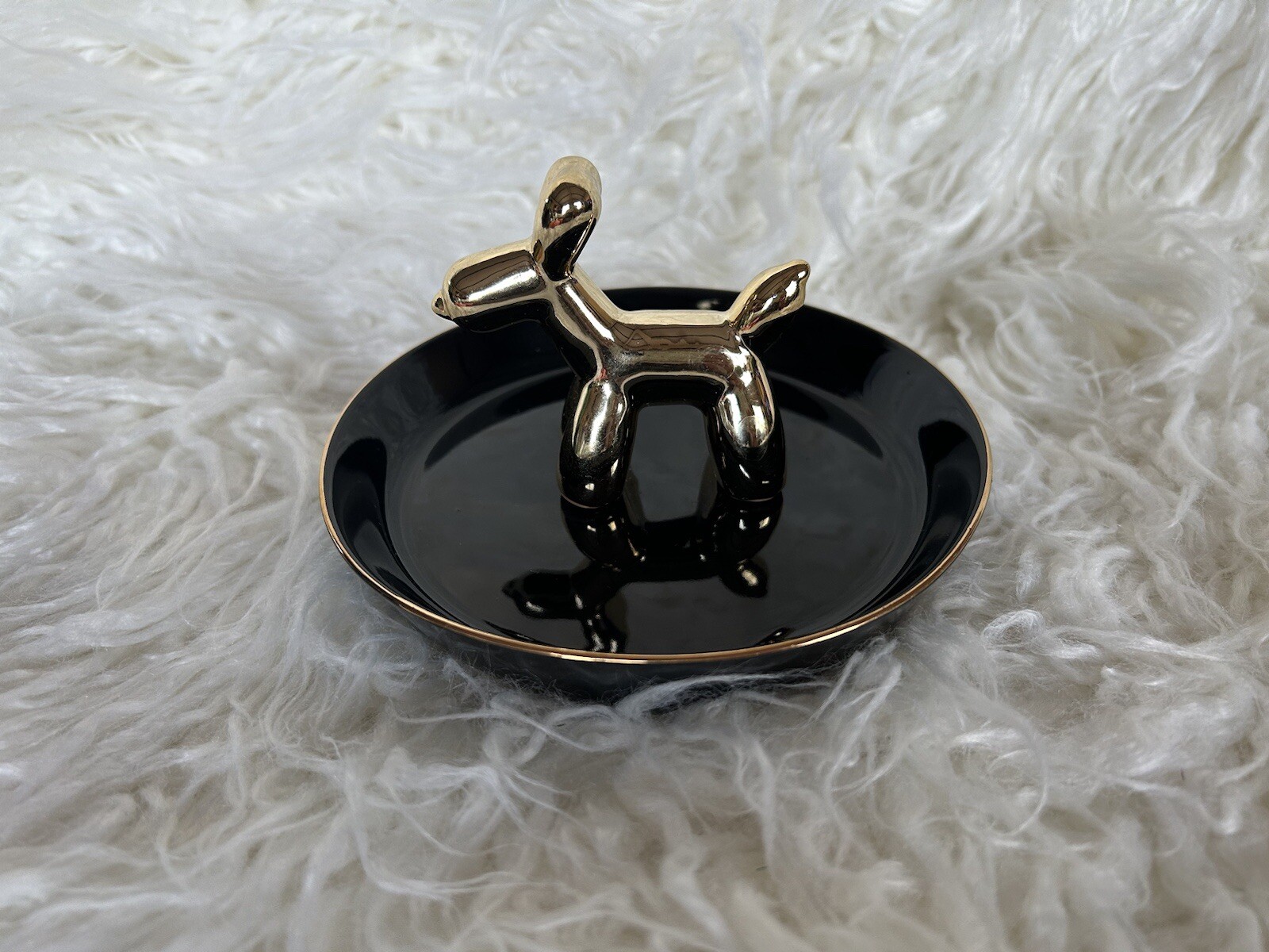 Black Gold Dog Trinket Tray