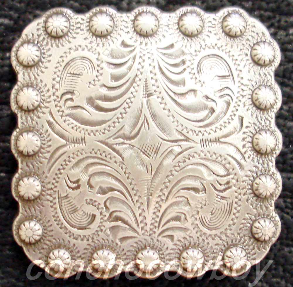 WESTERN HORSE SADDLE HEADSTALL TACK ANTIQUE BERRY SQUARE CONCHO 1" screw back