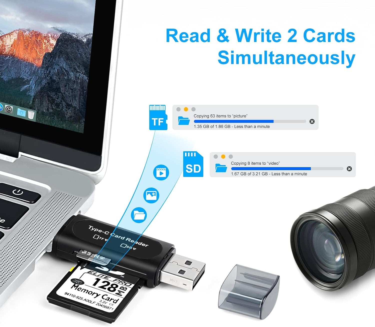 Card Reader USB 3.0 Type C Micro SD TF OTG Smart Memory Adapter Laptop Computer
