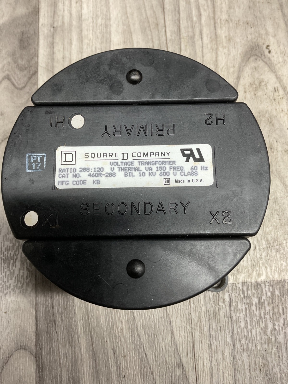 SQUARE D 460R-288 VOLTAGE TRANSFORMER *NOS* #4020B109PR3