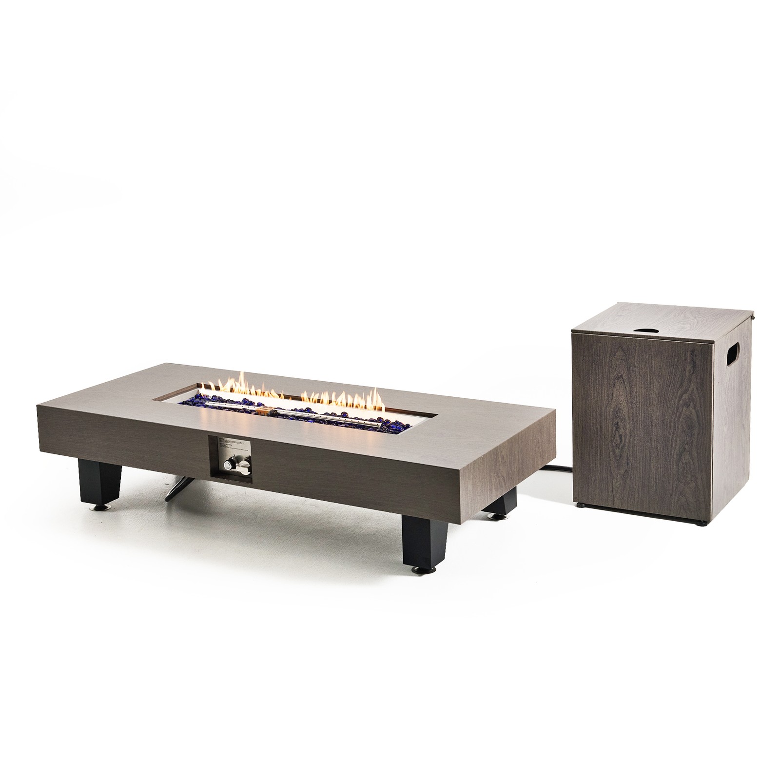 54 Inch Propane Fire Pit Table Outdoor Rectangular Heater 50000 BTU Stainless