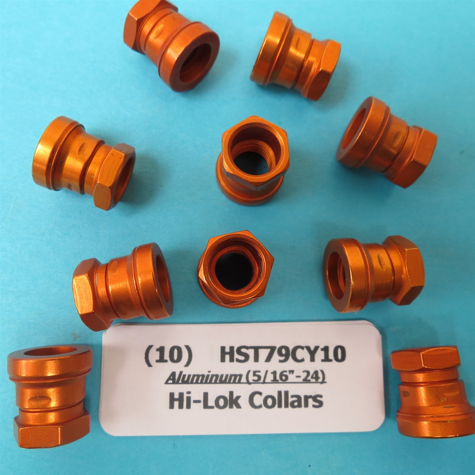 (10) HST79CY10 Hi-Lok Aluminum Collars for 5/16”-24 Pin Aircraft Aerospace Shear