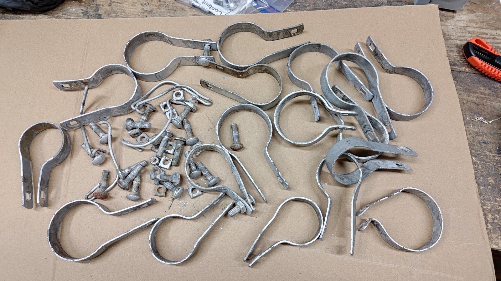 Lot of Chain Link Fence Tension Bands Nuts & Bolts Parts