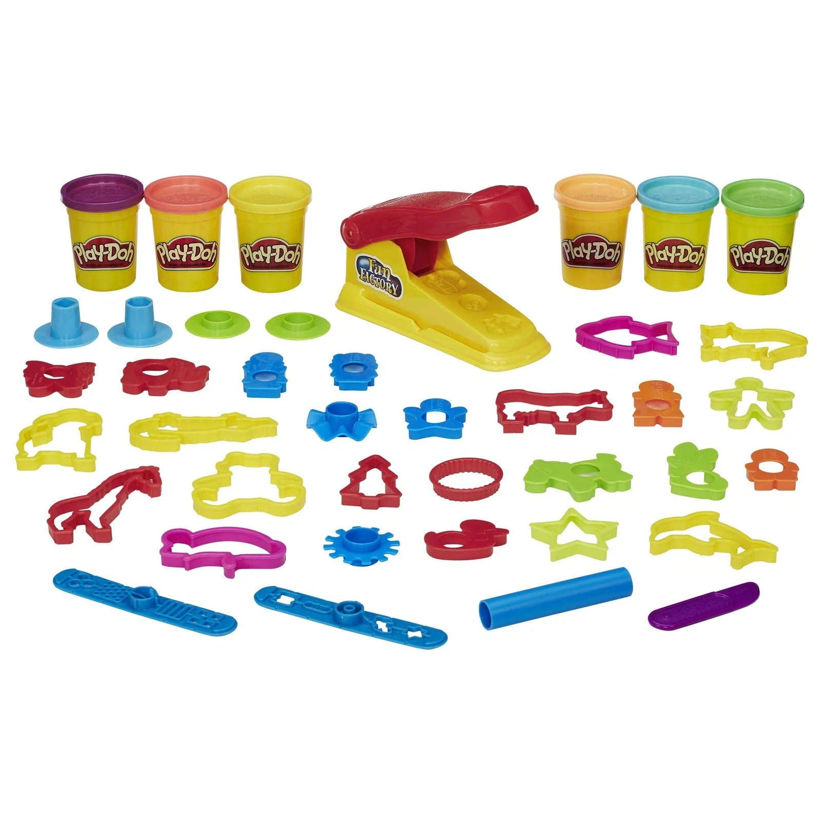Play-Doh Fun Factory Deluxe Set, 31 Tools & 6 Cans, Back to School Gifts & Prize