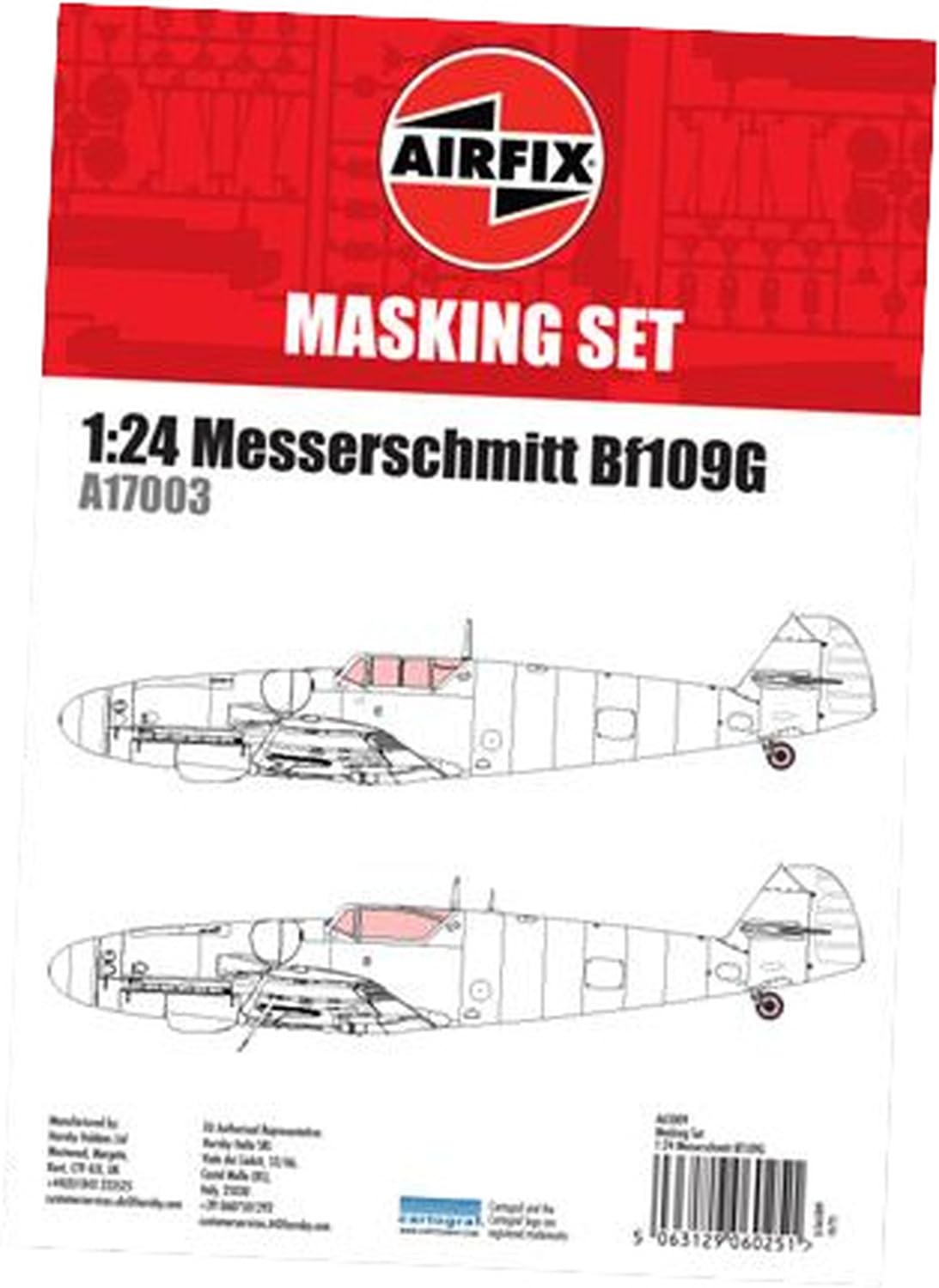 Airfix 986509-1/24 Messerschmitt BF109G-5/G-6, Masken-Set - Maßstab 1:24