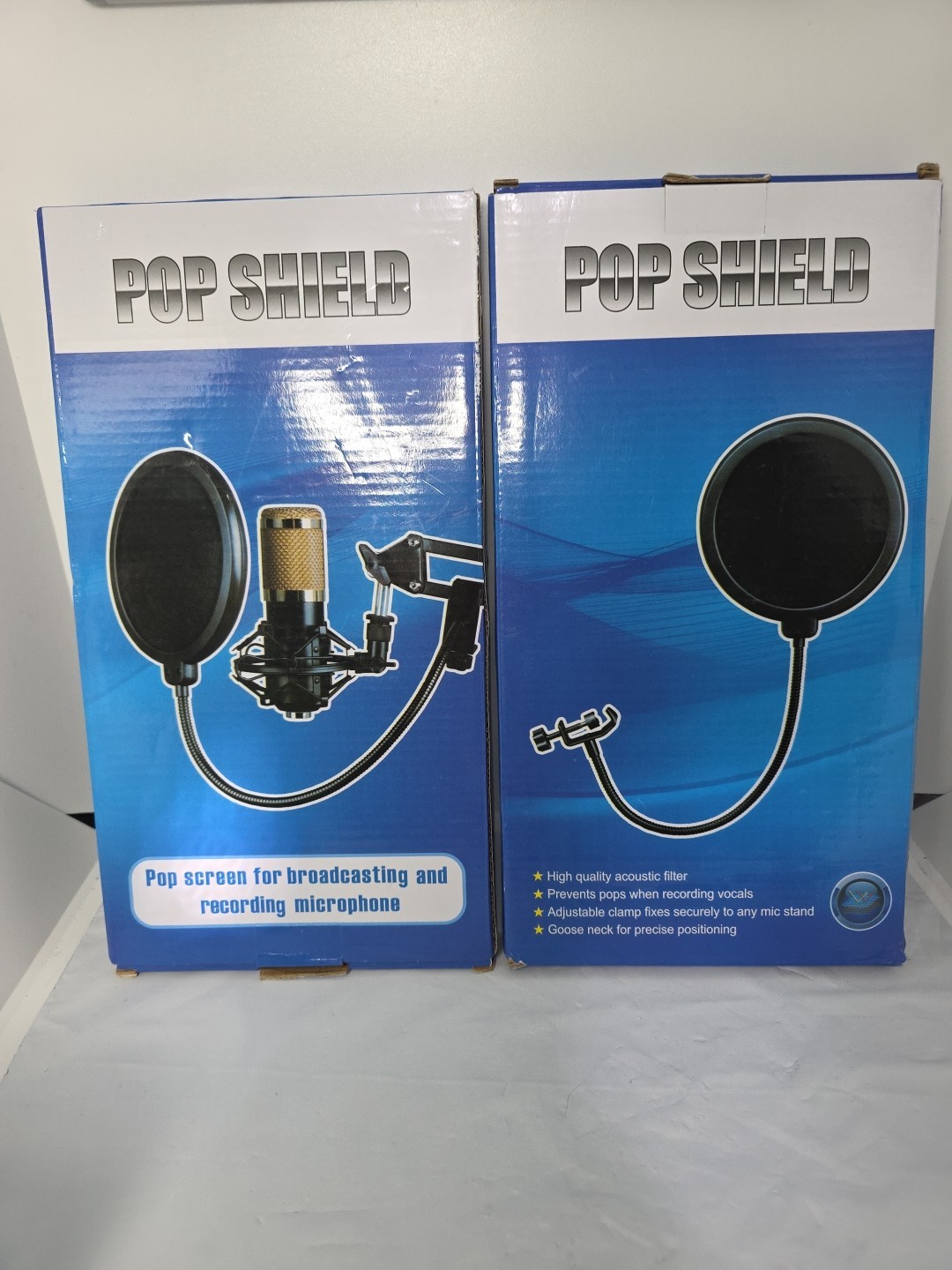 Microphone Pop Shield High Quality Acoustic Broadcast Filter, Screen, Wind (2Pk)