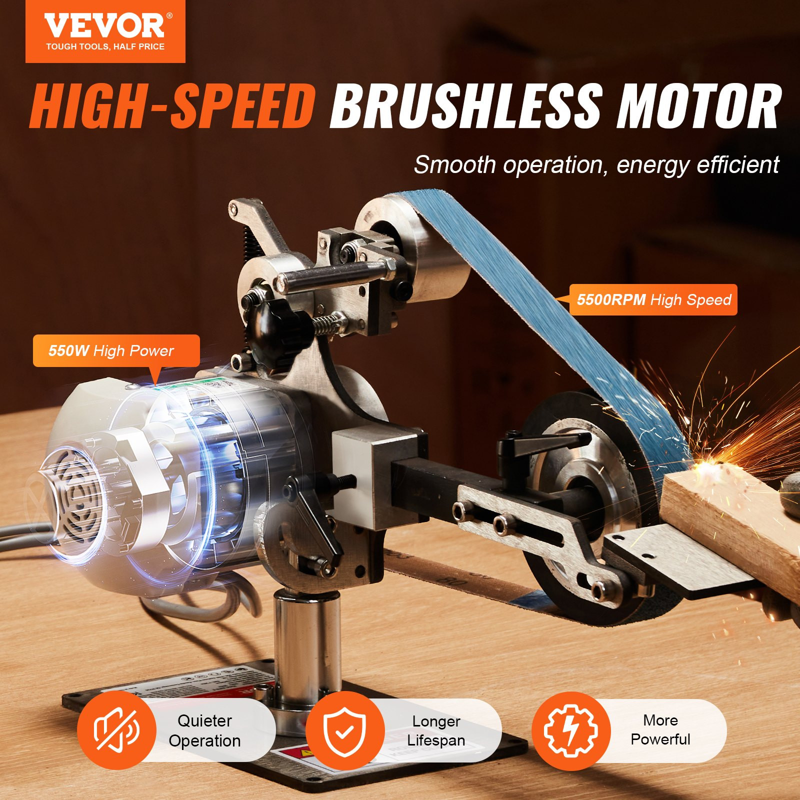 1x30 Belt Grinder Sander 550W VFD Variable Speed Knife Making