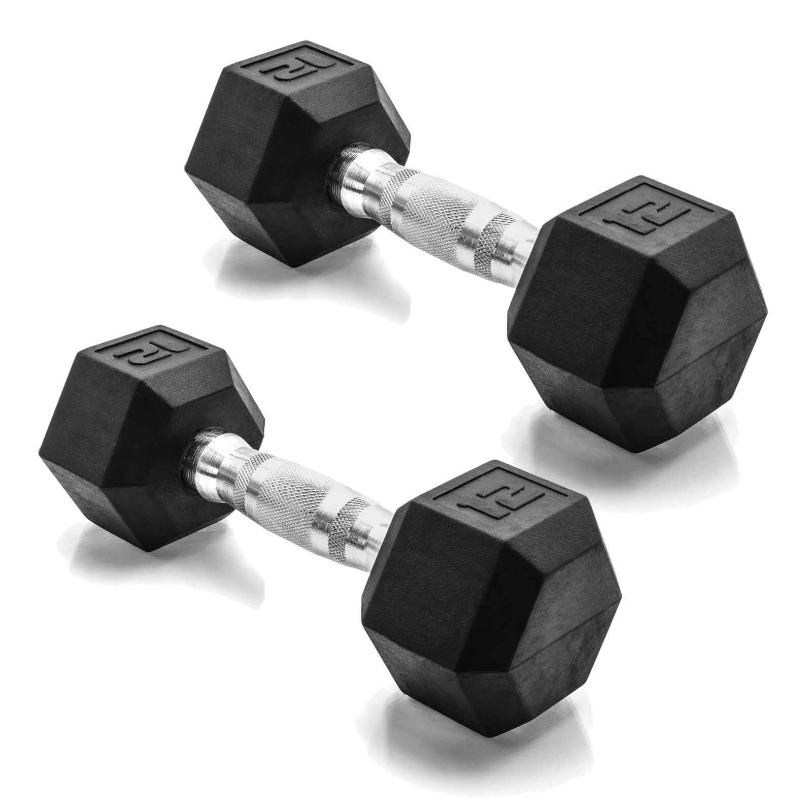 12 LB Rubber Coated Hex Dumbbell Weight, Rubber Free Weights Home Gym Strength.