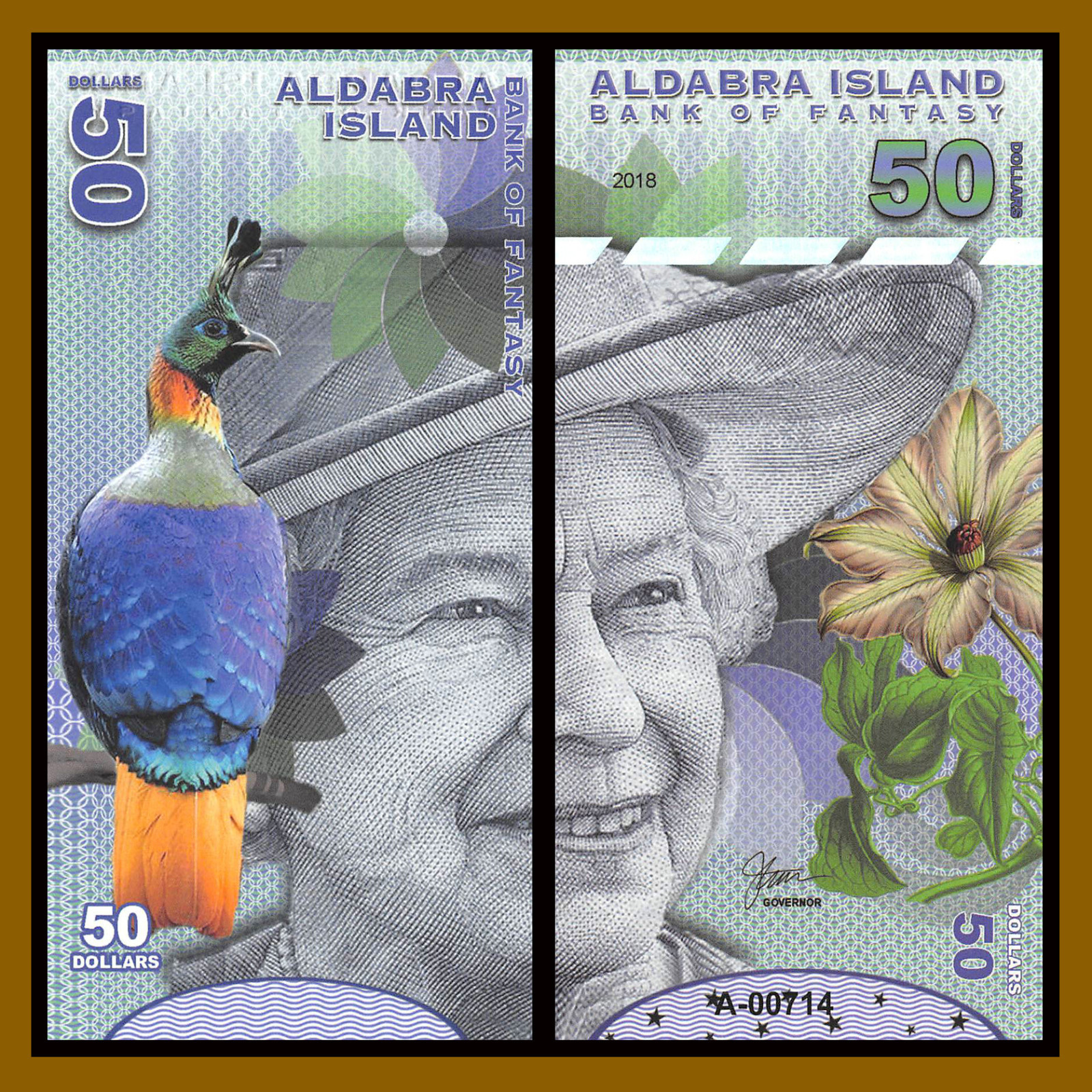 Aldabra Islands 5 10 20 50 100 500 Dollars (6 Pcs Full Set), 2018 QEII Fantasy