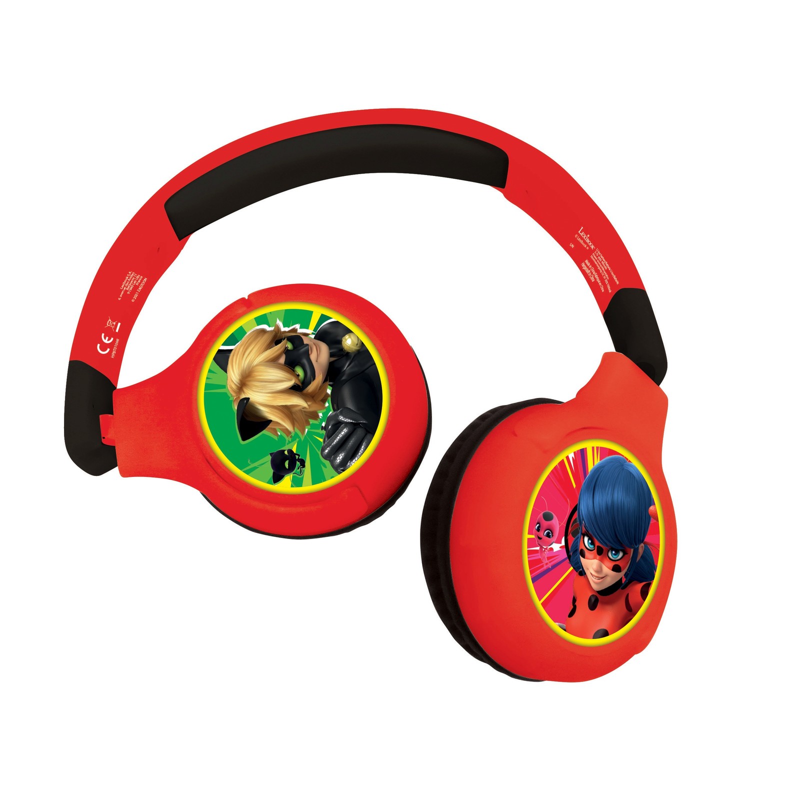 Lexibook Miraculous Ladybug Cat Noir, 2-in-1 Bluetooth Headphones for Kids, Ster