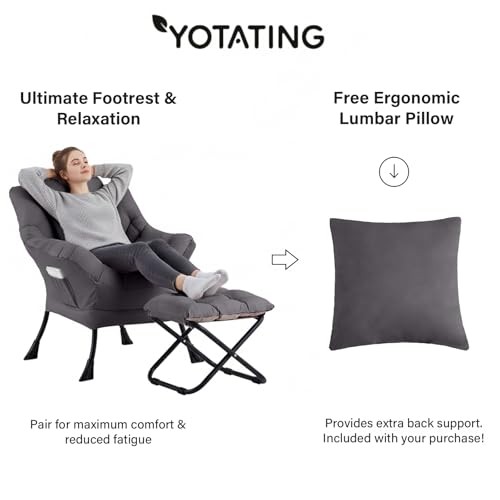 Lazy Chair with Ottoman, Dark Gray-footstool With Right Angle Frame-pillow