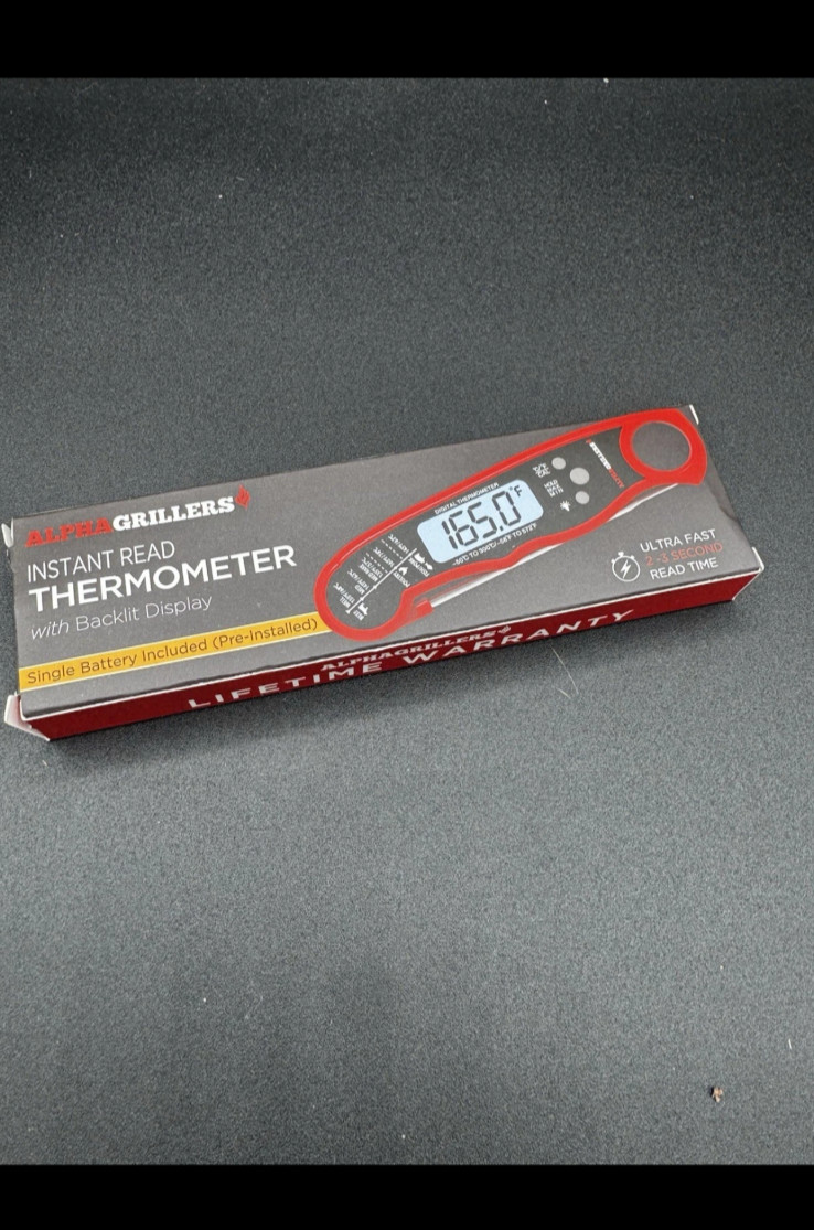 Alpha Grillers Instant Read Meat Thermometer with Backlit Display. Brand New