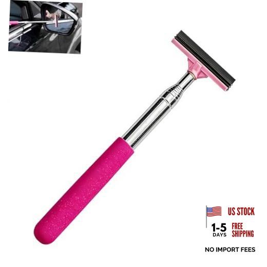 CouTun Car Side Mirror Squeegee, Retractable Car Rearview Mirror Wiper, Pink