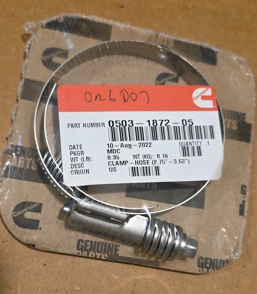 Cummins Hose Clamp 0503-1872-05 503 Onan Worm Gear (2.75"-3.63")