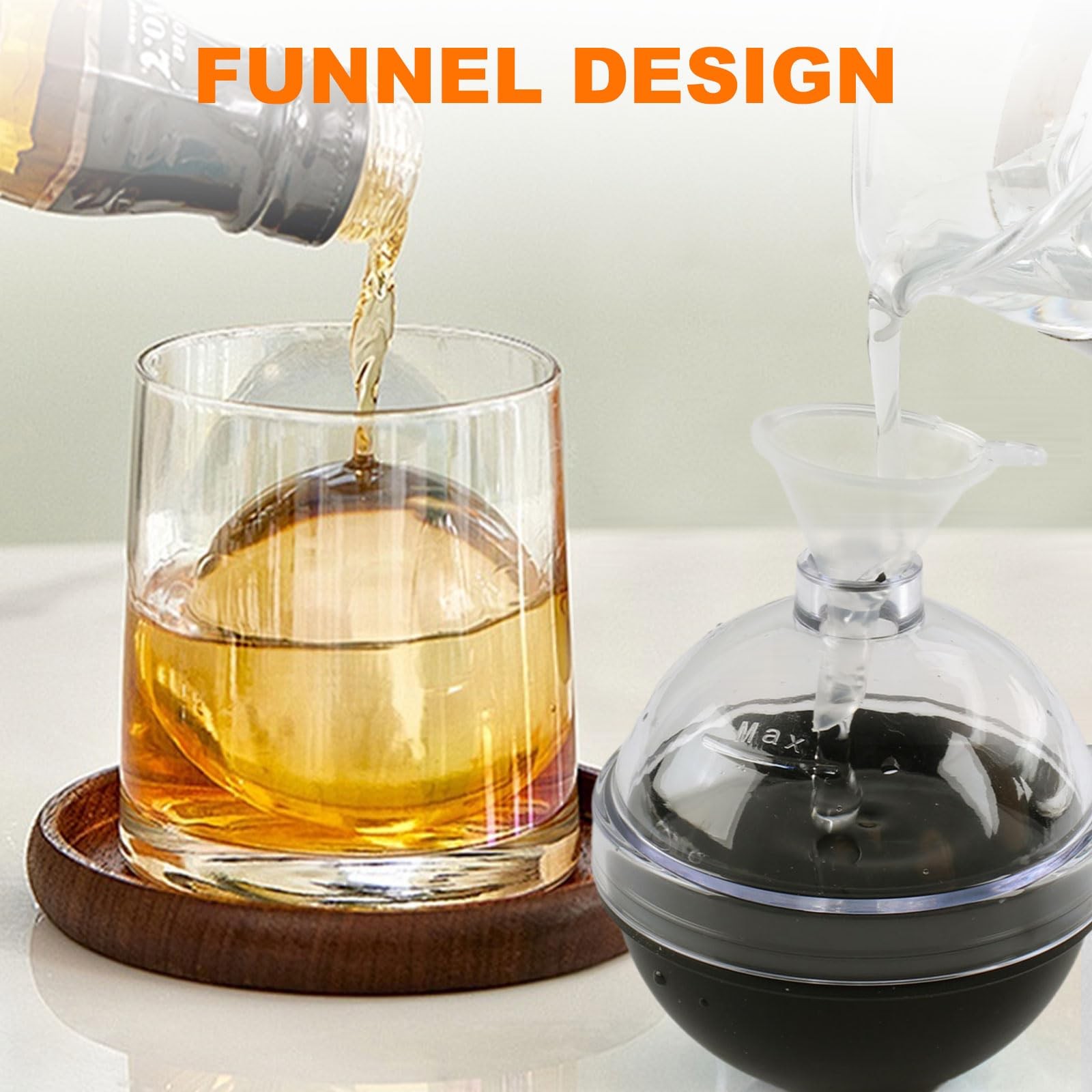 Black Round Ice Cube Mold 2.64 Inch Large Sphere Maker