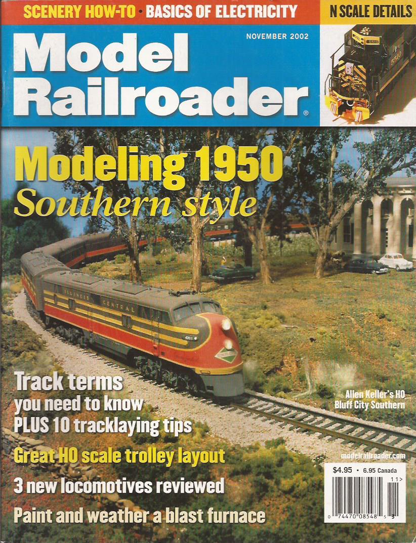 Model Railroader Nov.2002 Rio Grande SD70 Shelf Layout Trolley Track Shingles