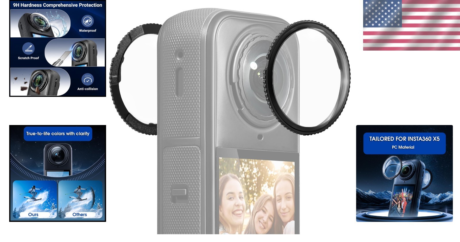 Insta360 X5 Lens Guard, 2-Pcs Protector with Anti-Reflective Coating