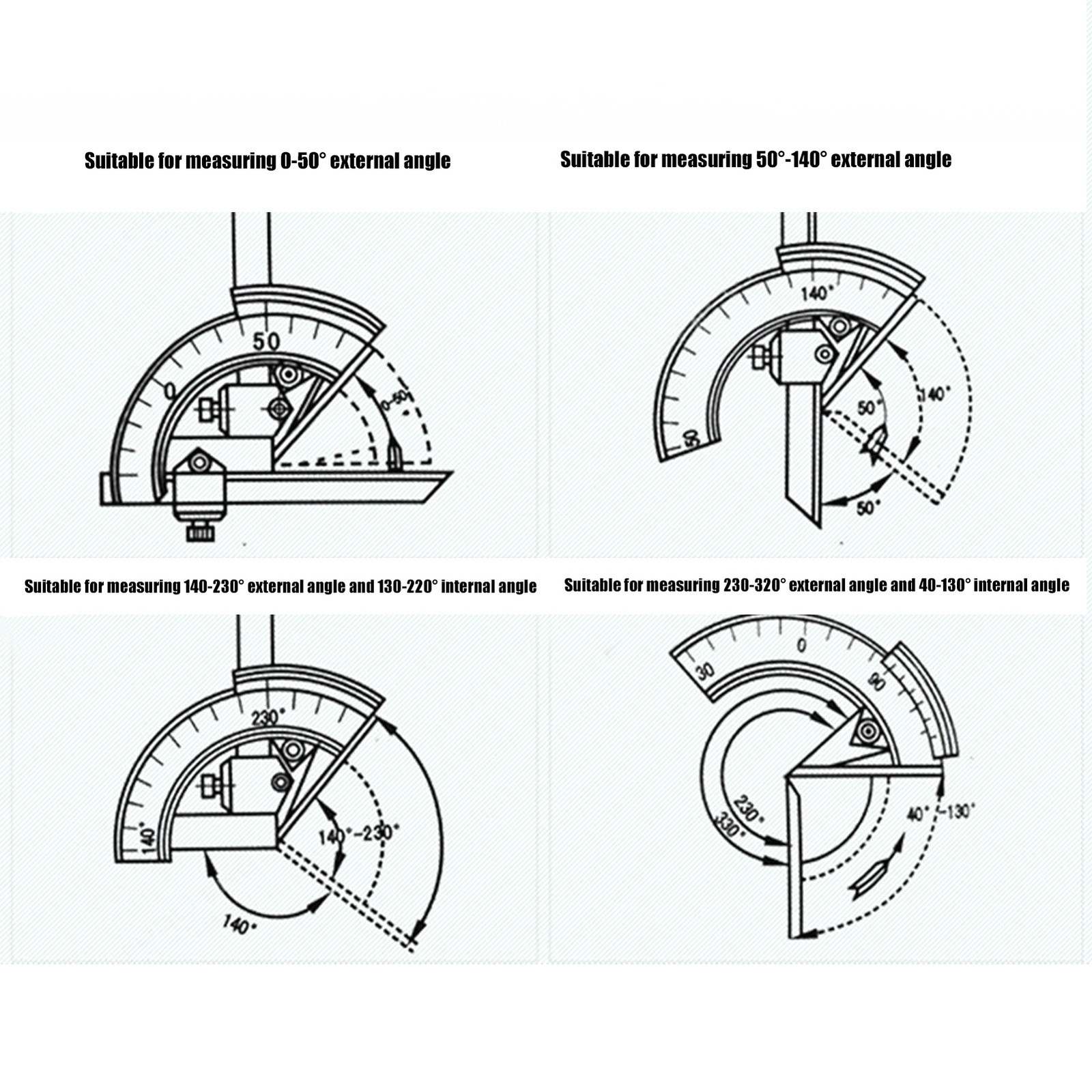 Vernier Bevel Protractor 0-320° Fine Tuning Angle Finder Measuring Ruler Part