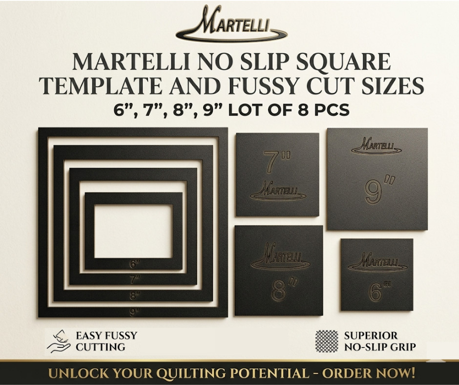 Martelli No Slip Square Template and Fussy Cut Windows 6" to 9" Lot of 8 Pcs