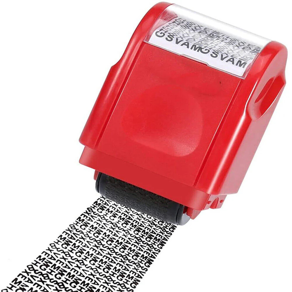 Identity Theft Protection Roller Stamp for Workshop (Red)