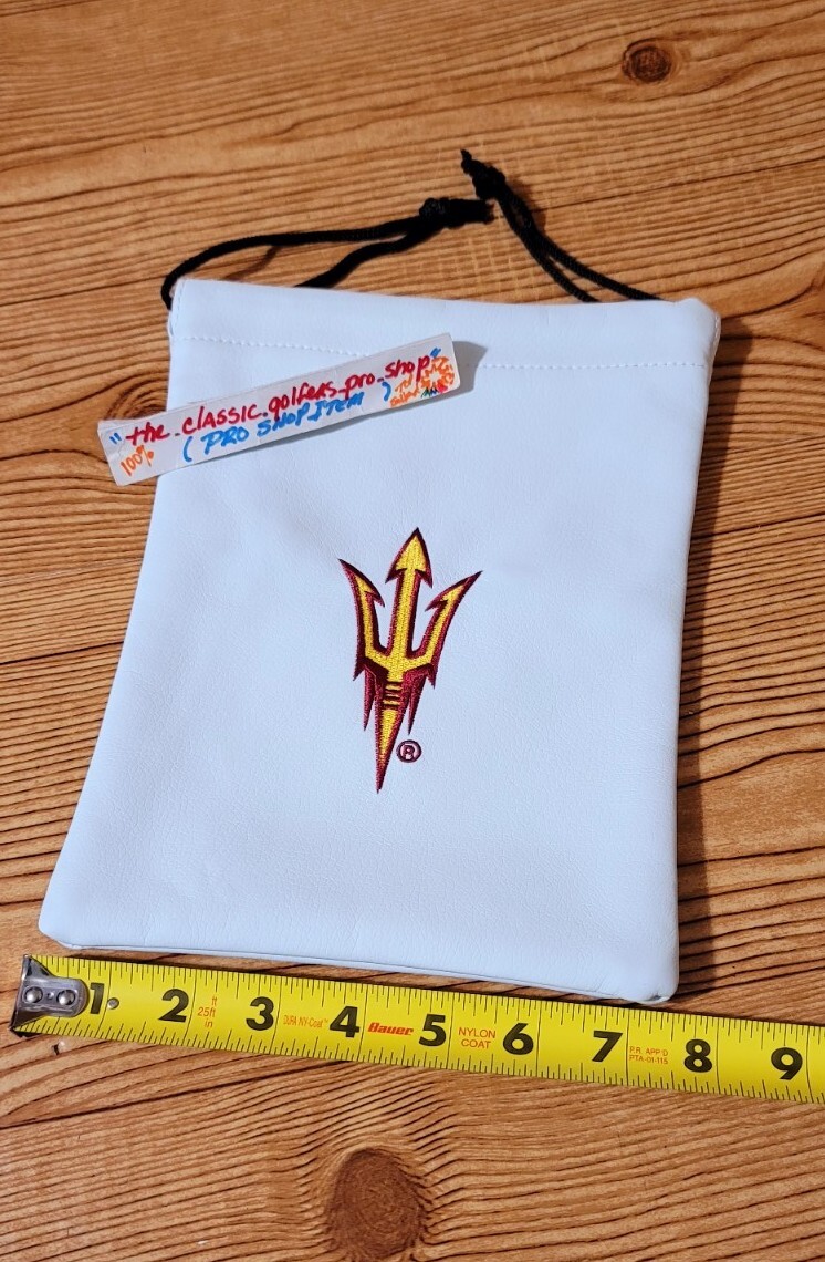 ASU Arizona State U. Valuables Leather Bag "RED DEVILS" Draw String Bag 10"x7.5"