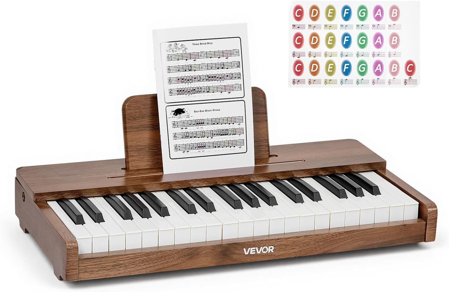 Kids Piano Keyboard, 37 Keys Wooden Digital Piano for Kids, Mini Music Education