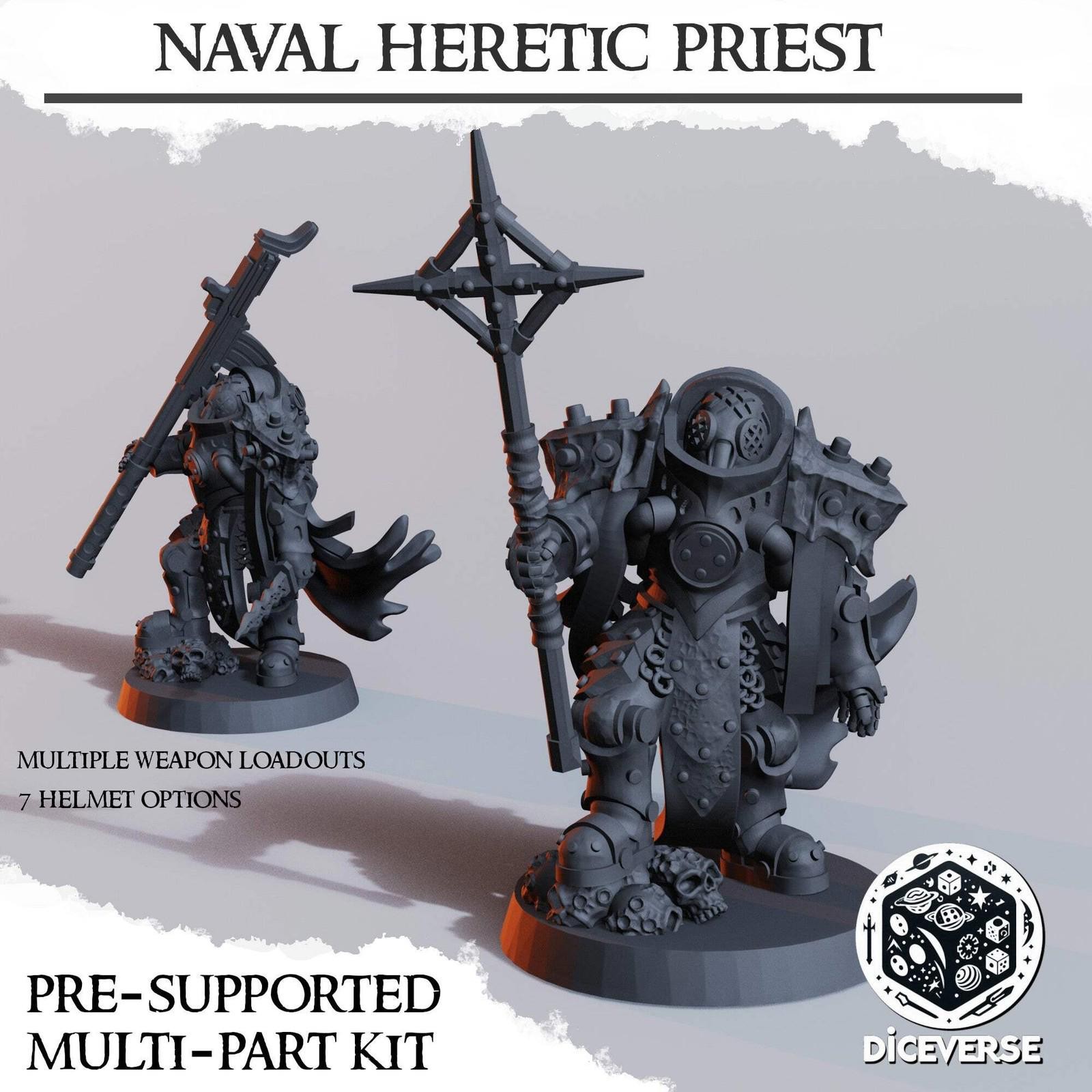Naval Trench Heretic Priest x2 Grimdark Diceverse Resin Miniature 28-32mm