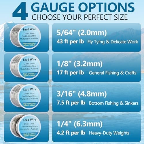 Lead Wire Solid Core Roll 1 Lb Spool — Soft High Density Lead Line for Fishing S