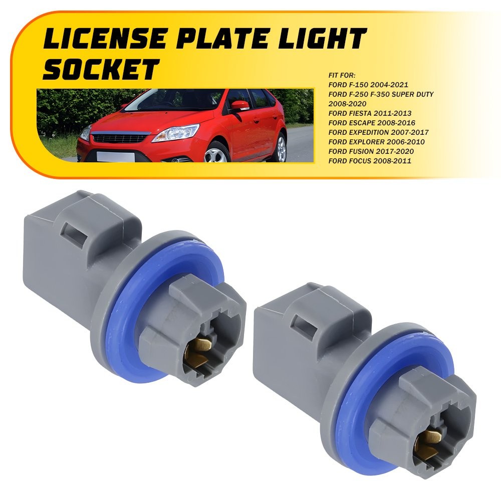 Pack of 2 For Ford 2004-2021 F150 License Plate Light Socket Wiring Plug Holder