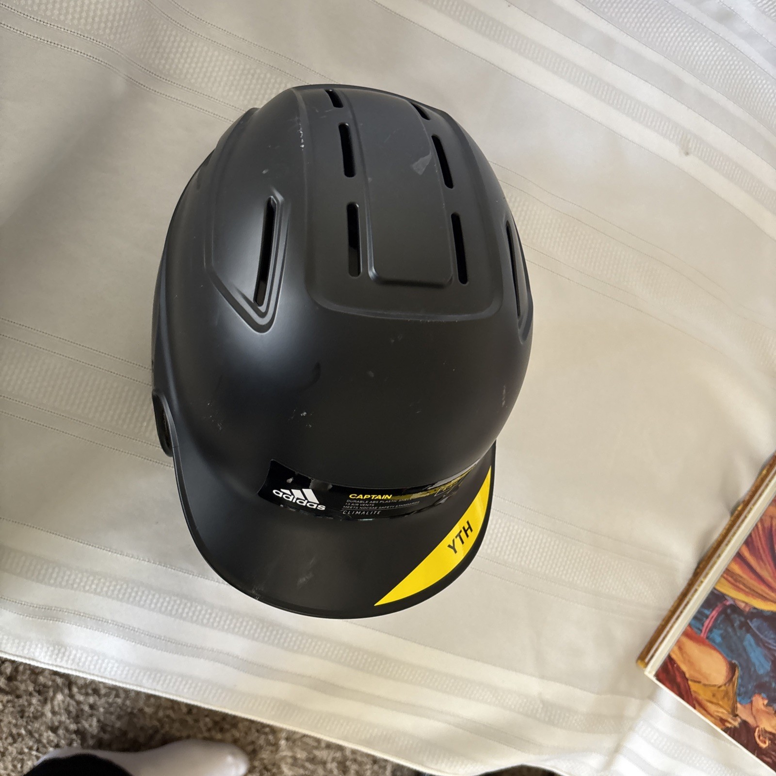 NEW ADIDAS Climalite CAPTAIN Batting Helmet Youth Black Size 6-6 1/2