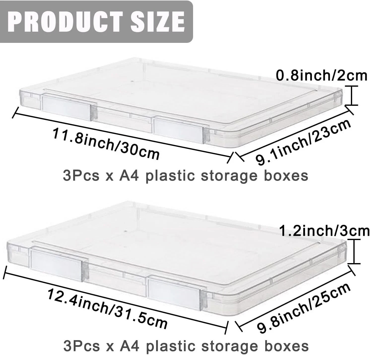 6 Pcs Clear A4 File Portable Project Case, Plastic Storage Box for 8.5" x 11"...