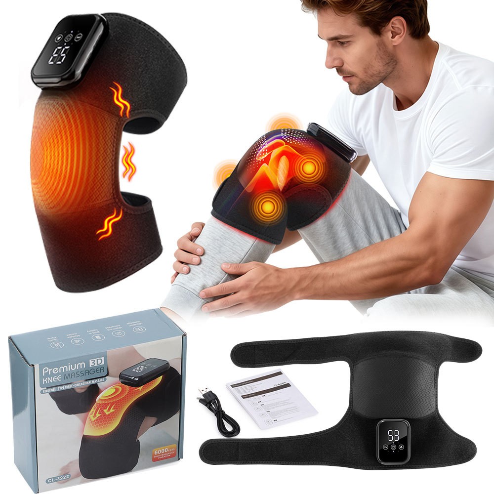 Electric Knee Massager for Pain Relief with 3 Vibration Modes, 3 Heating Levels