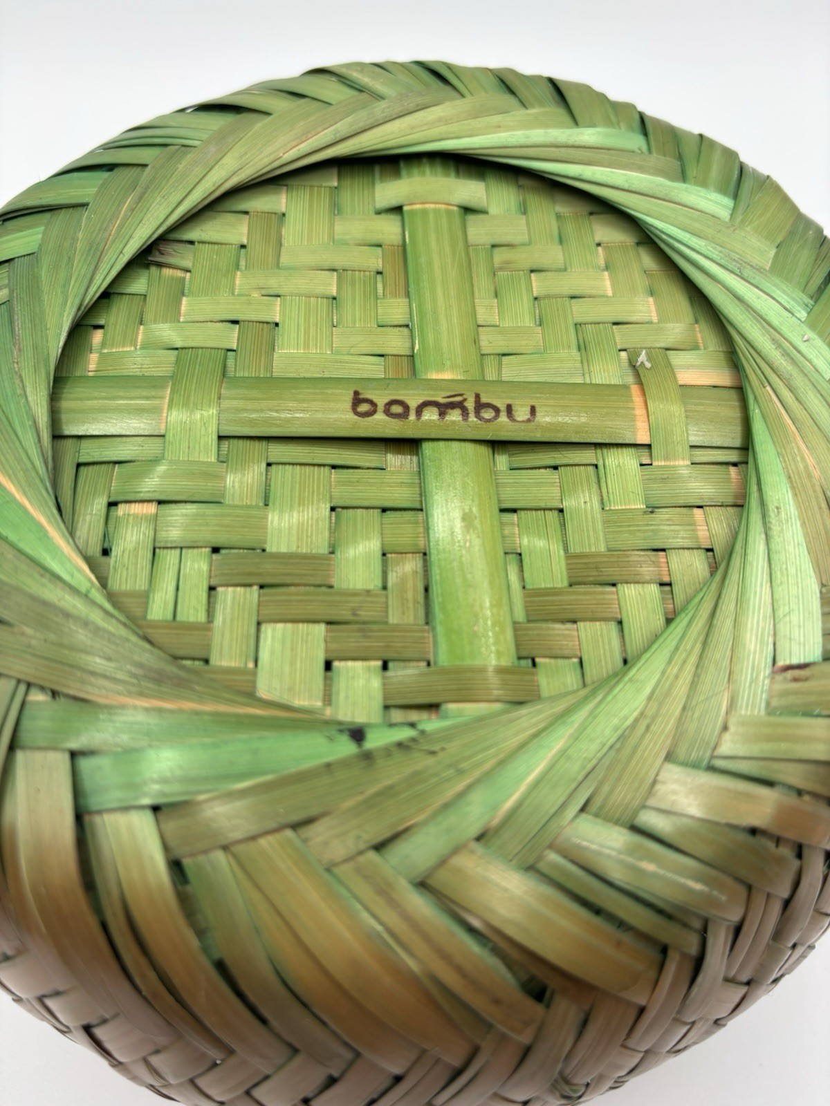 bambu vintage Crate & Barrel Bamboo Green Gradient Decorative Basket