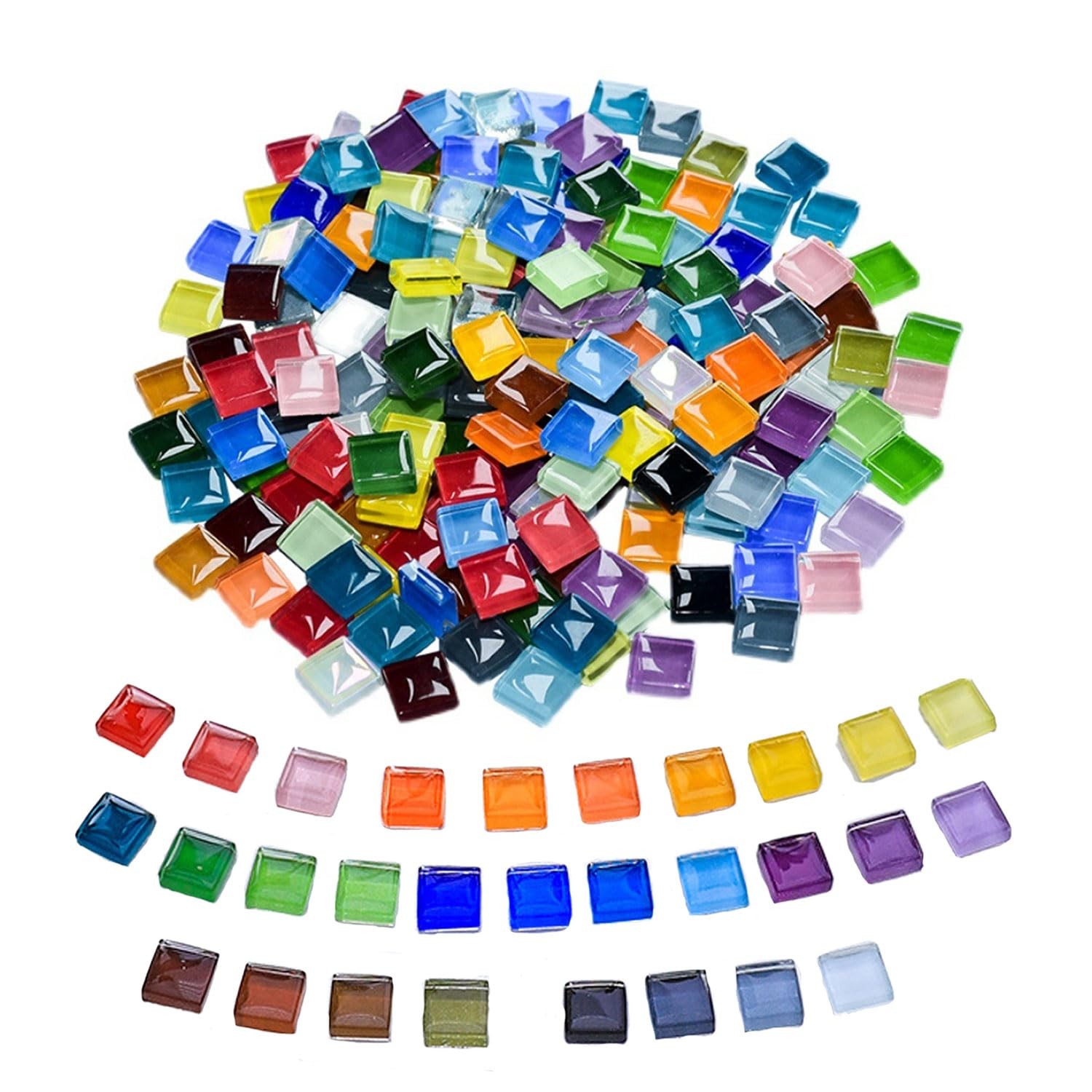 1100pcs Mixed Colors Glass Mosaic Tiles, DIY Mosaic Tiles for Crafts, 2.2lbs ...