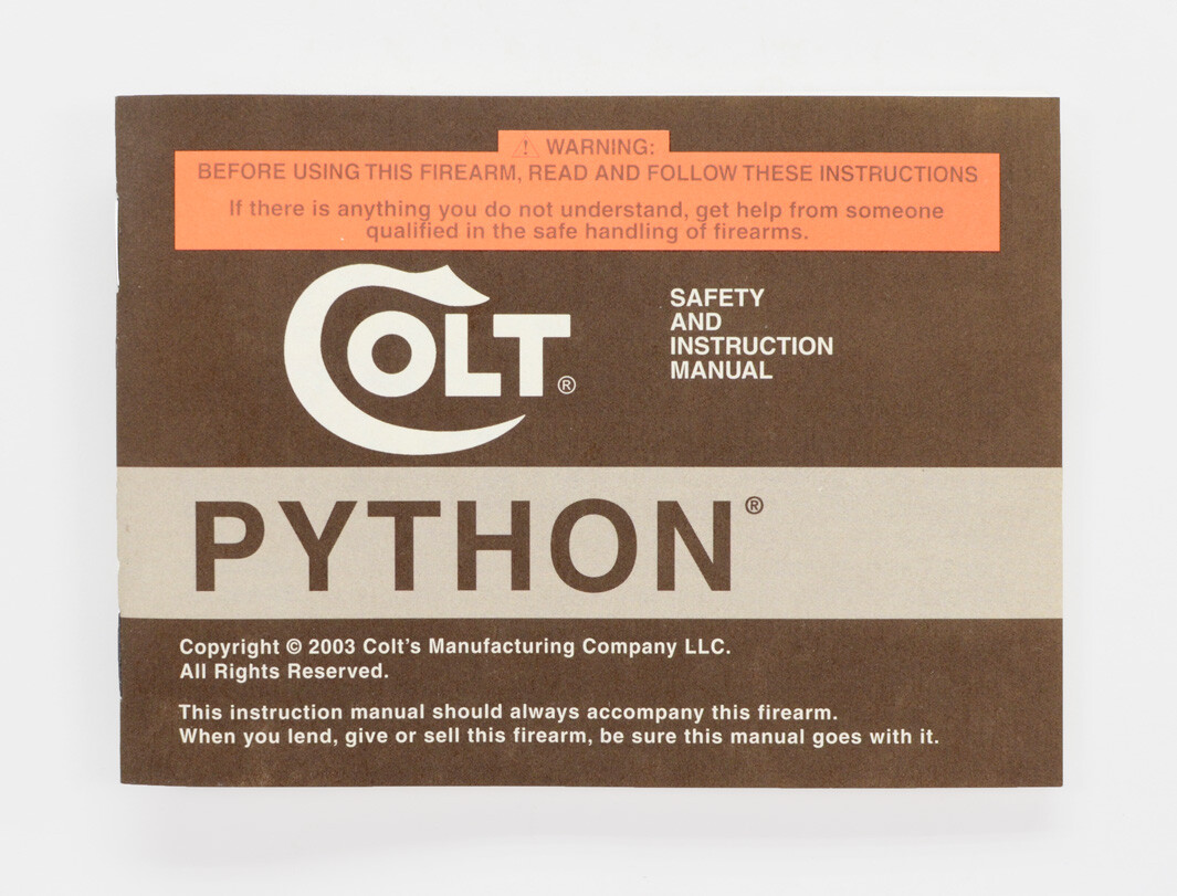 Colt Python Box, OEM Case 2003 Manual, And More!
