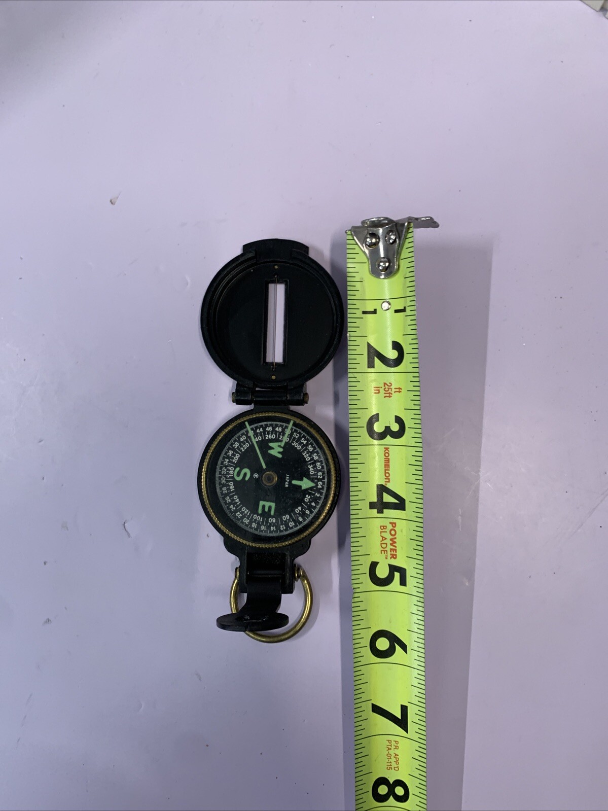 VINTAGE METAL ENGINEER COMPASS - Japan made - Glow in the Dark Letters