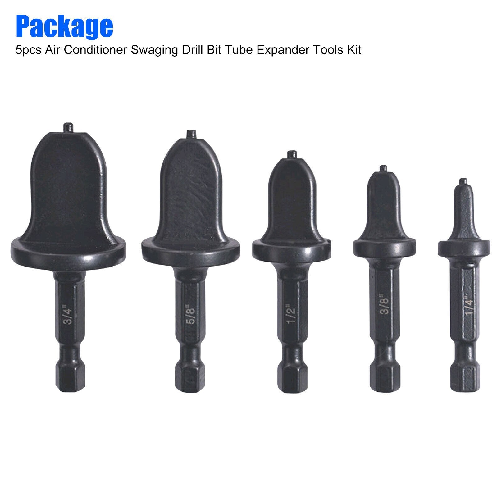 5x Swaging Tool Drill Bit Set Air Conditioner Copper Pipe Flaring Tube Expander