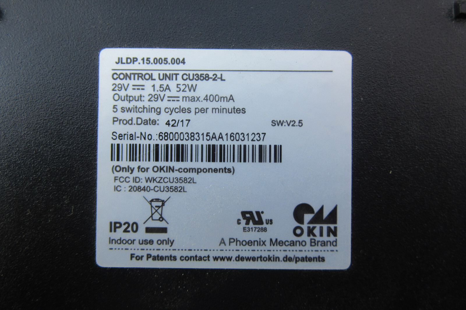Okin Control Box Unit CU358-2-L SEALY SERTA TEMPURPEDIC