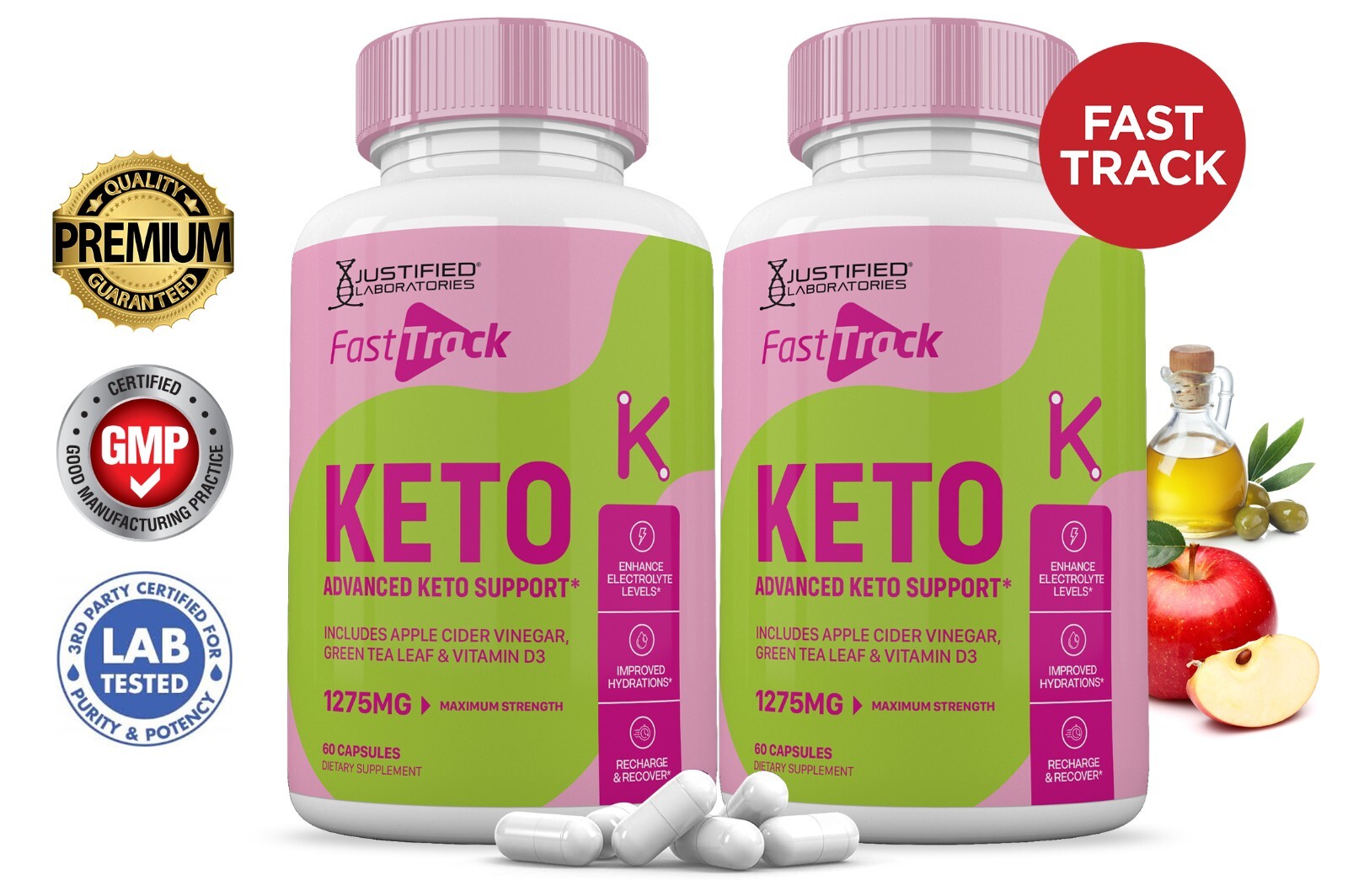 Fast Track Keto ACV Pills 1275 MG Stronger Than Gummies Keto Support 2 Bottle